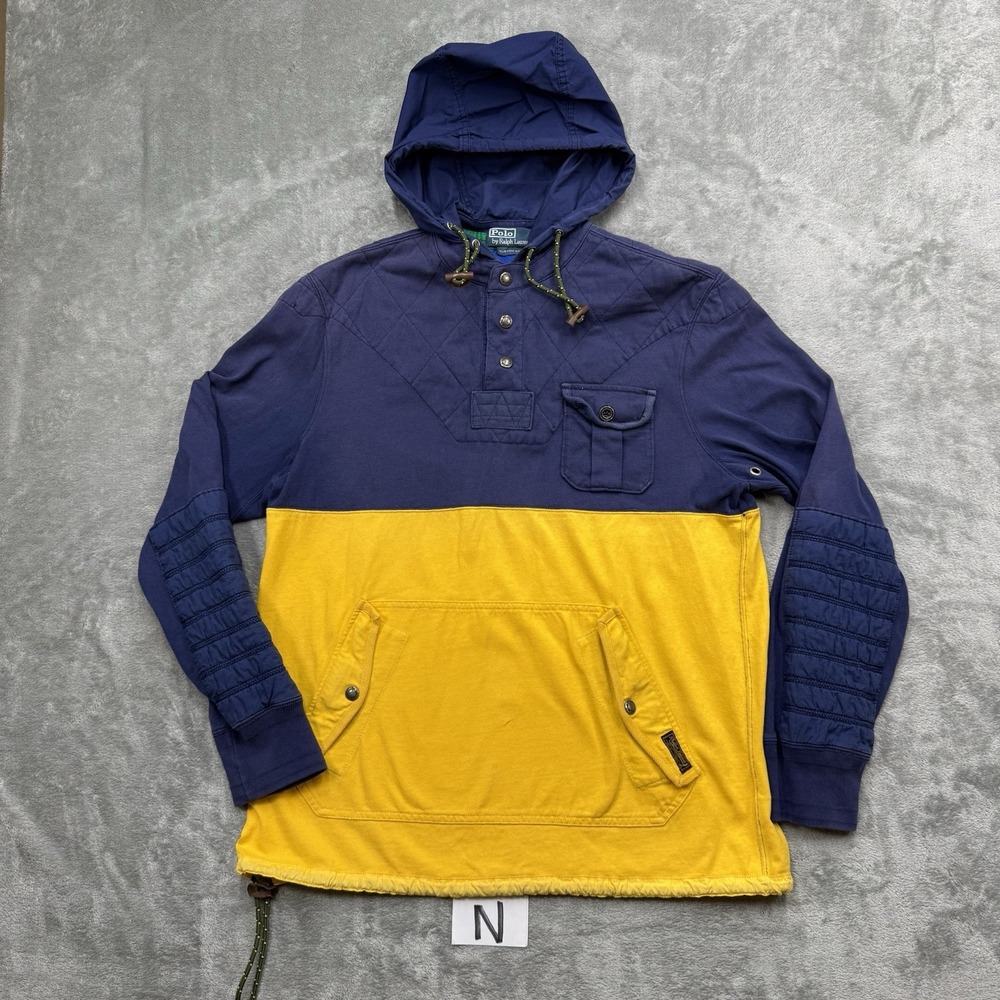 Vintage Polo Ralph Lauren Expedition Hooded Rugby Shirt Rare Tech Sport RL Large